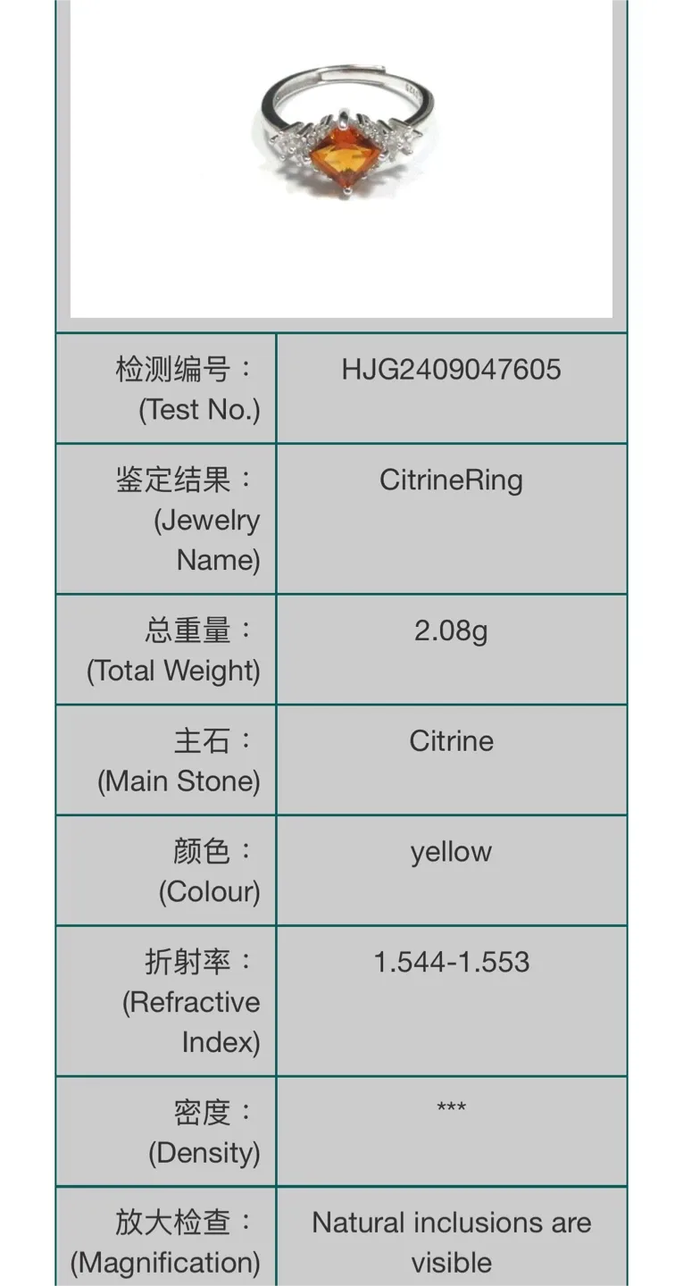 Orange Citrine S925 Silver Ring image indicator(3)
