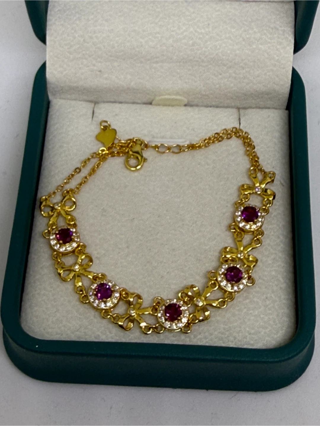 Rhodolite Garnet S925 Yellow Gold Bracelet - photo 2