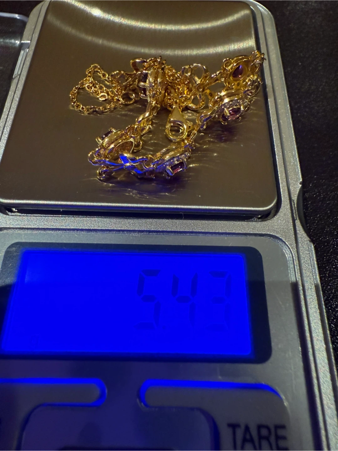 Rhodolite Garnet S925 Yellow Gold Bracelet - photo 3