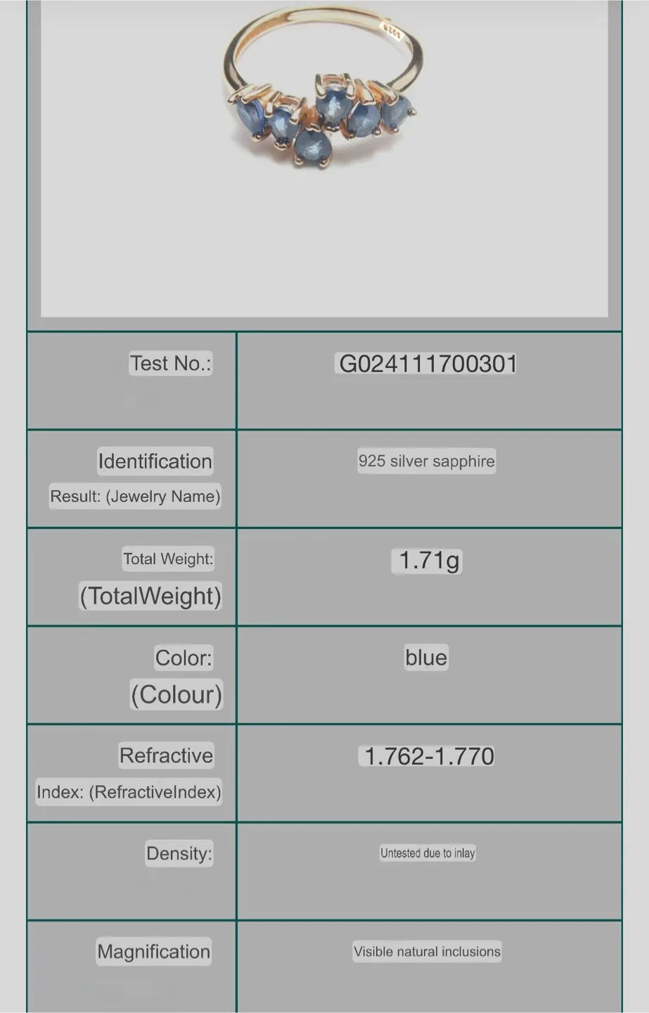 Blue Sapphire S925 Silver Ring image indicator(3)