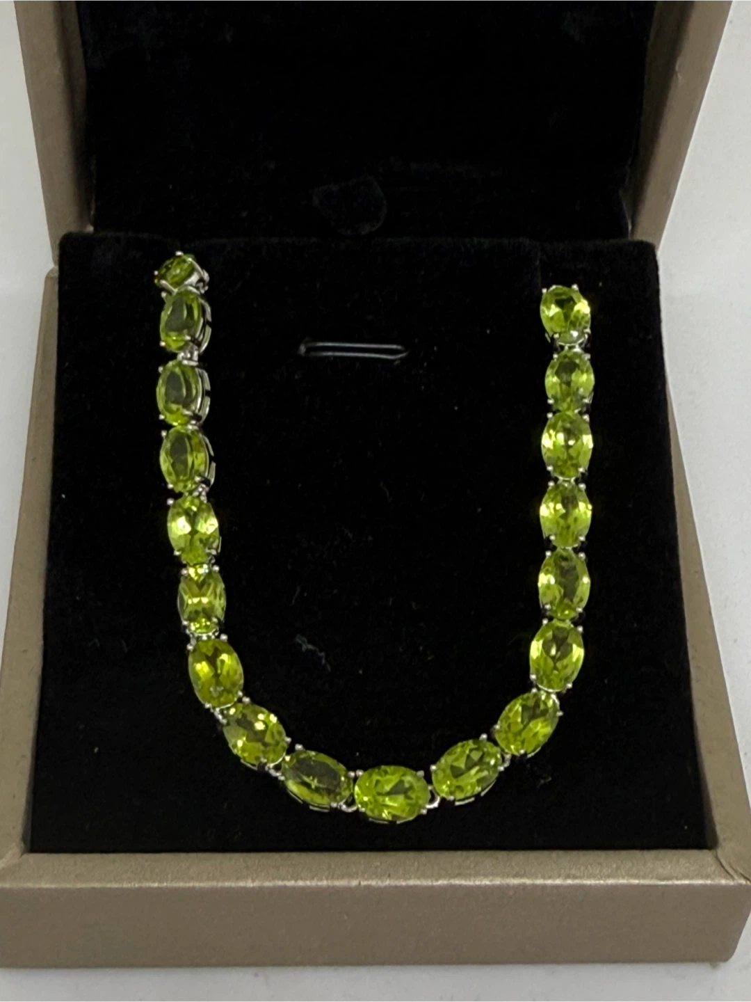 Green Peridot S925 Silver Bracelet