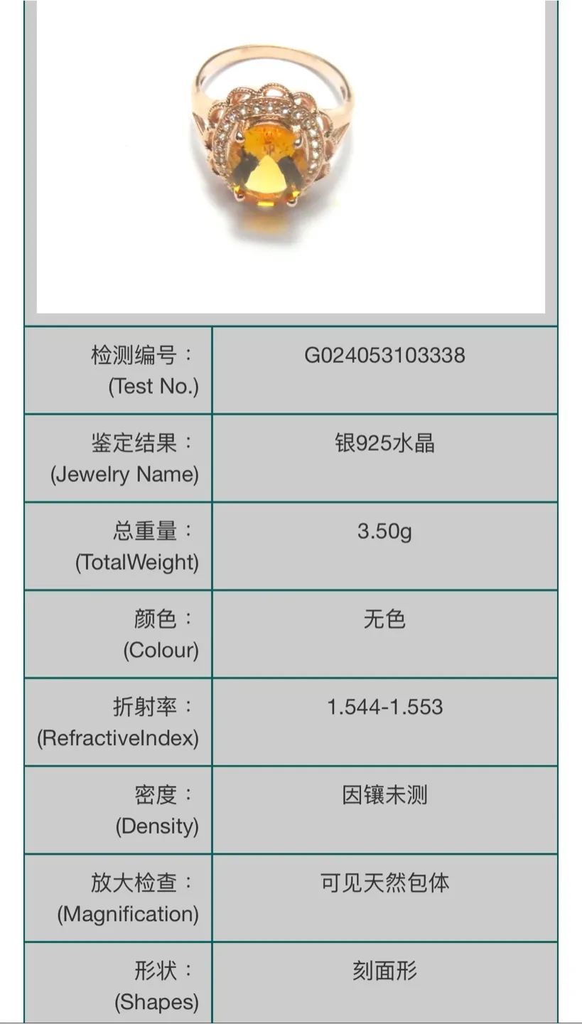 Natural Citrine Crystal S925 Silver Ring image indicator(5)