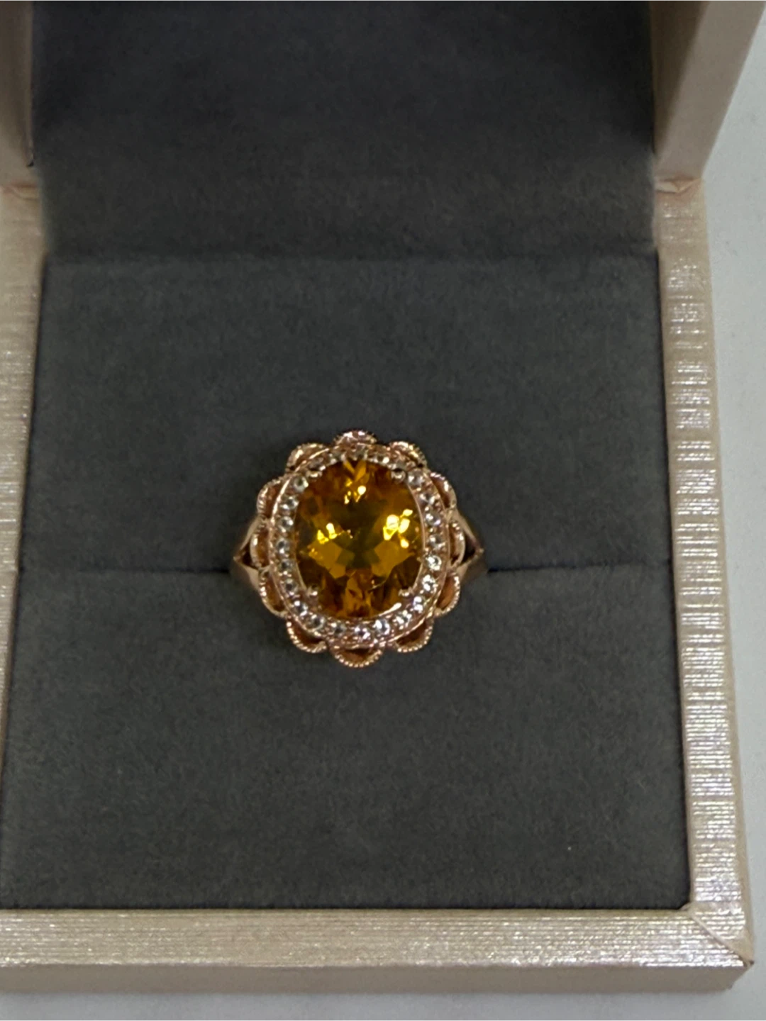 Natural Citrine Crystal S925 Silver Ring