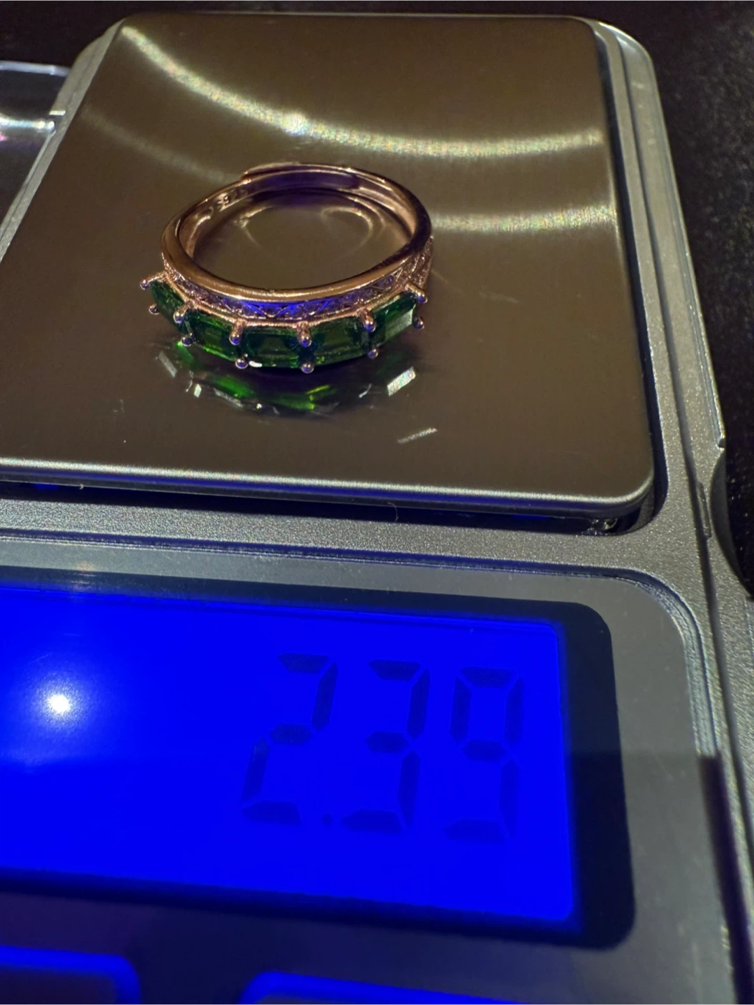 Green Diopside S925 Silver Ring - photo 2