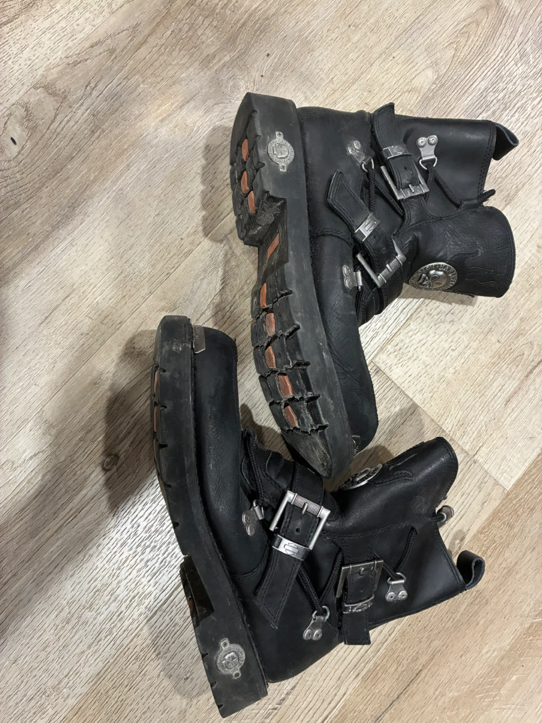 Harley Davidson Black Leather Motorcycle Boots - photo 2