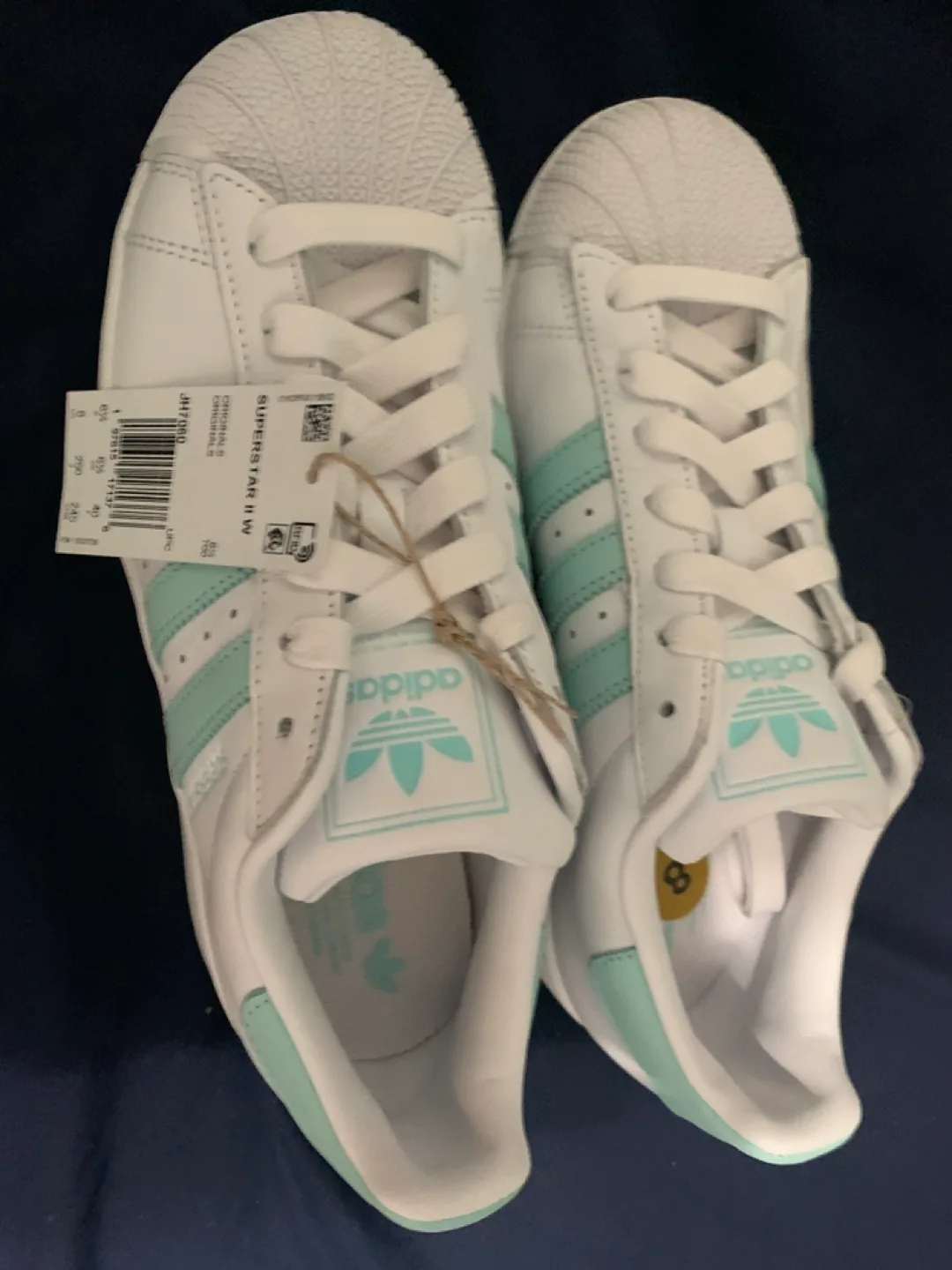 Adidas Superstar Women's Athletic Shoes White Teal Size 8 image indicator(2)