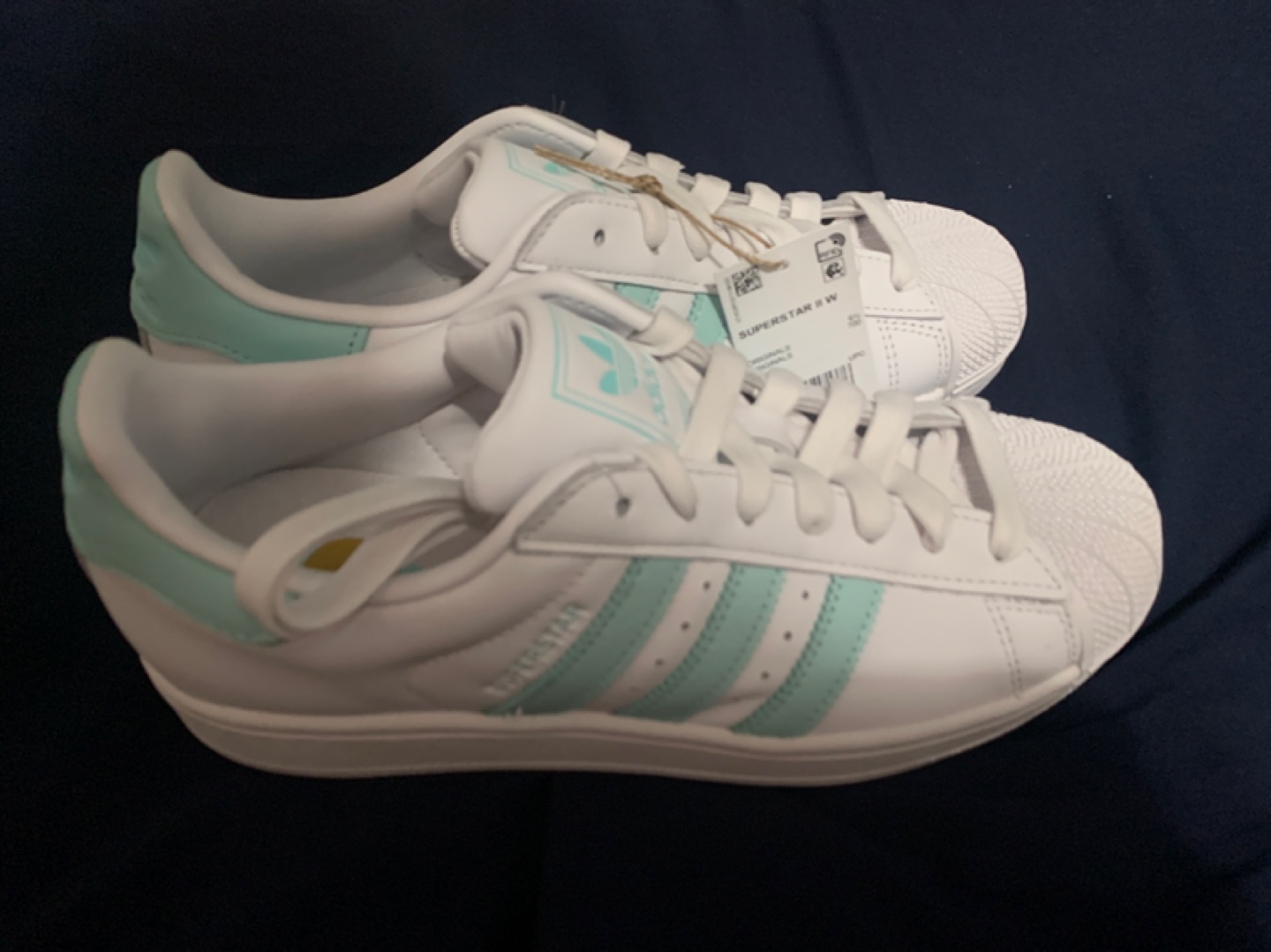 Adidas Superstar Women's Athletic Shoes White Teal Size 8