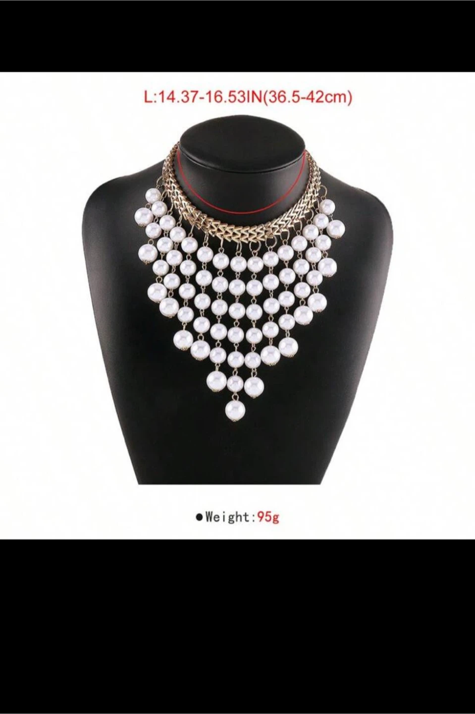 Pearl Statement Necklace - Gold Tone - photo 3