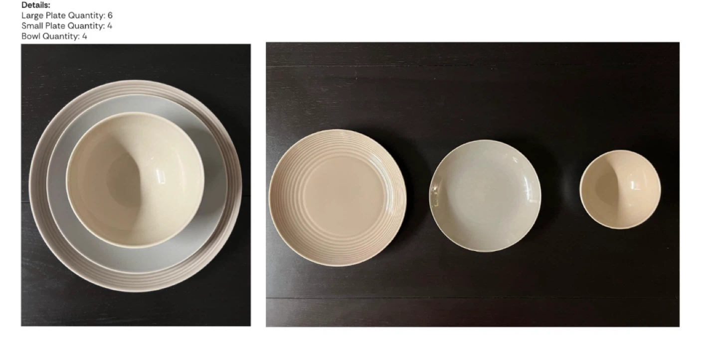 Dinnerware Set: 6 Large Plates, 4 Small Plates, 4 Bowls