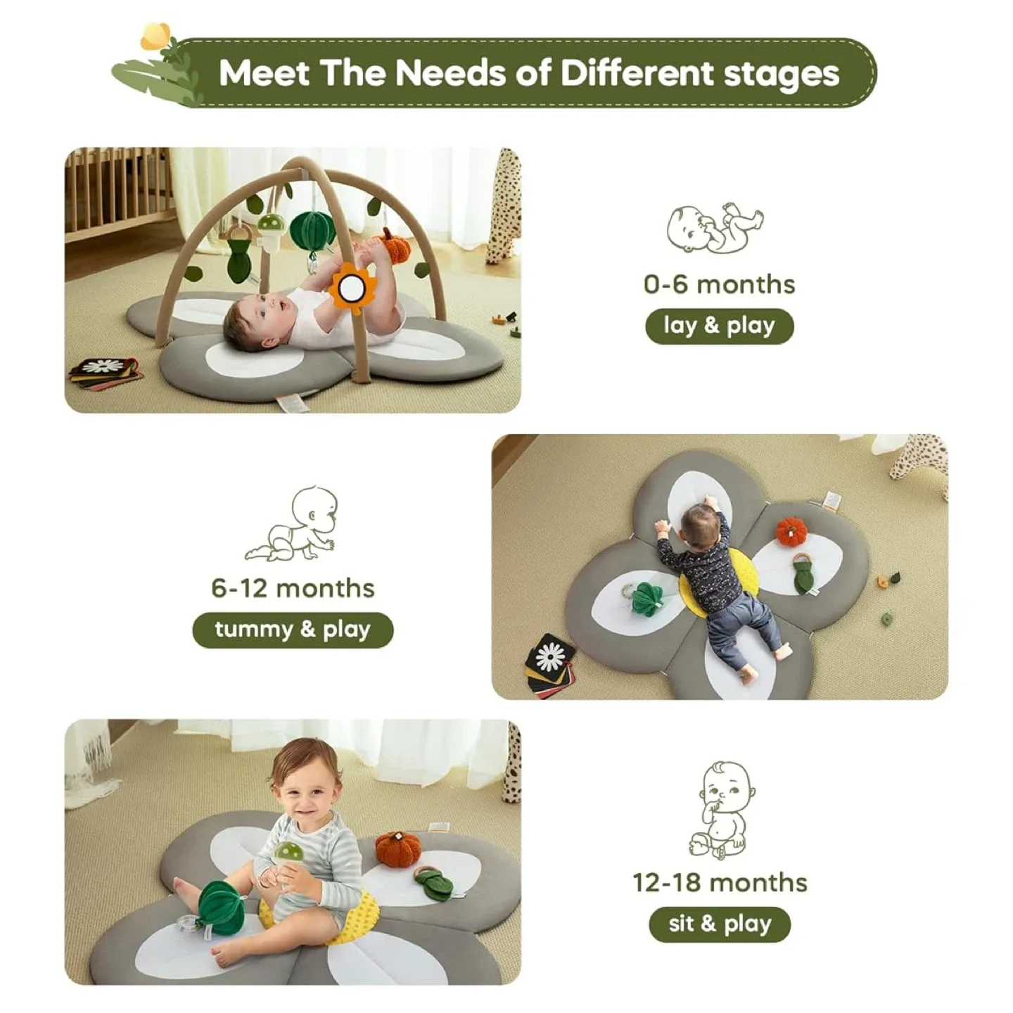 Baby Play Activity Gym Tummy Time Mat w 6 Toys image indicator(4)