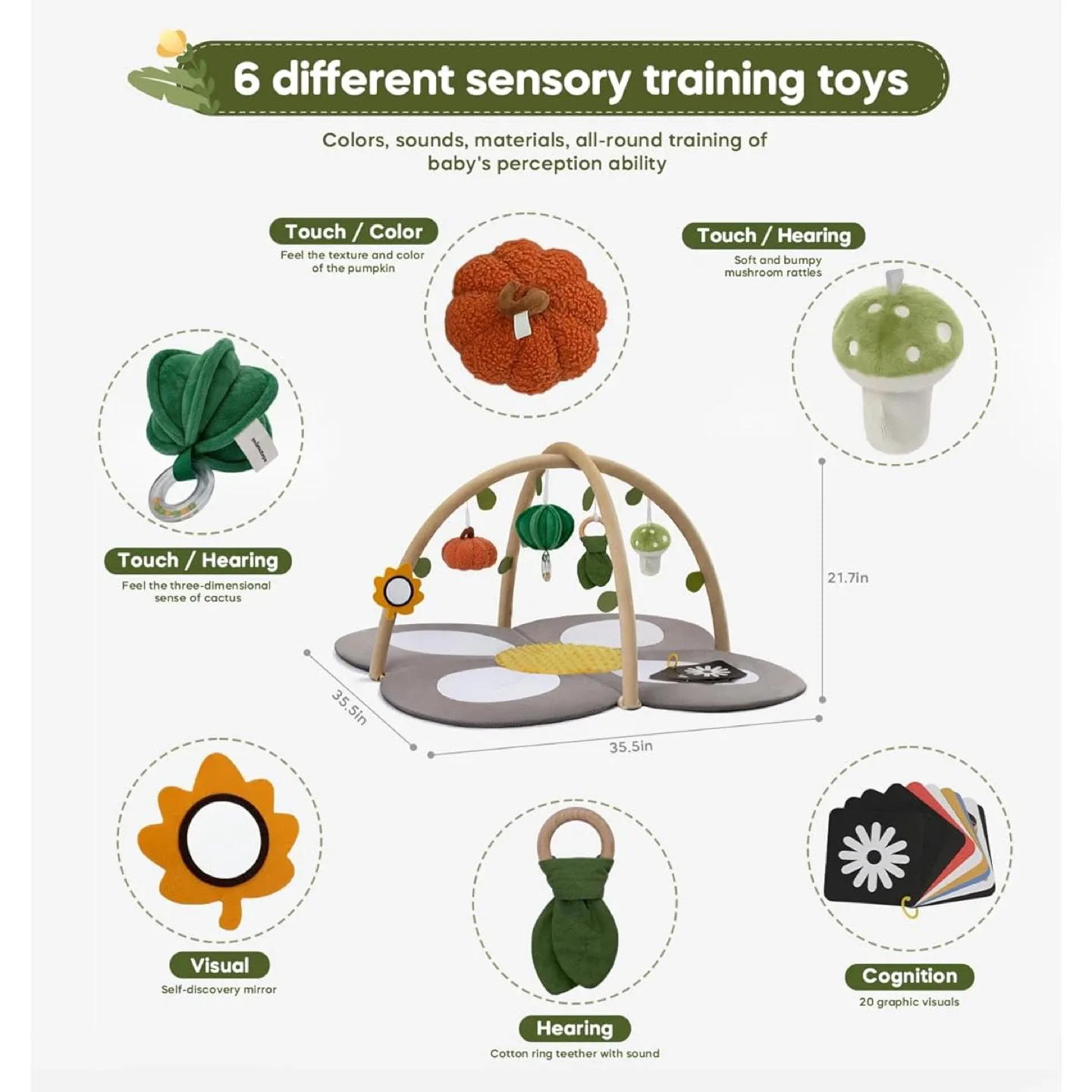 Baby Play Activity Gym Tummy Time Mat w 6 Toys image indicator(3)