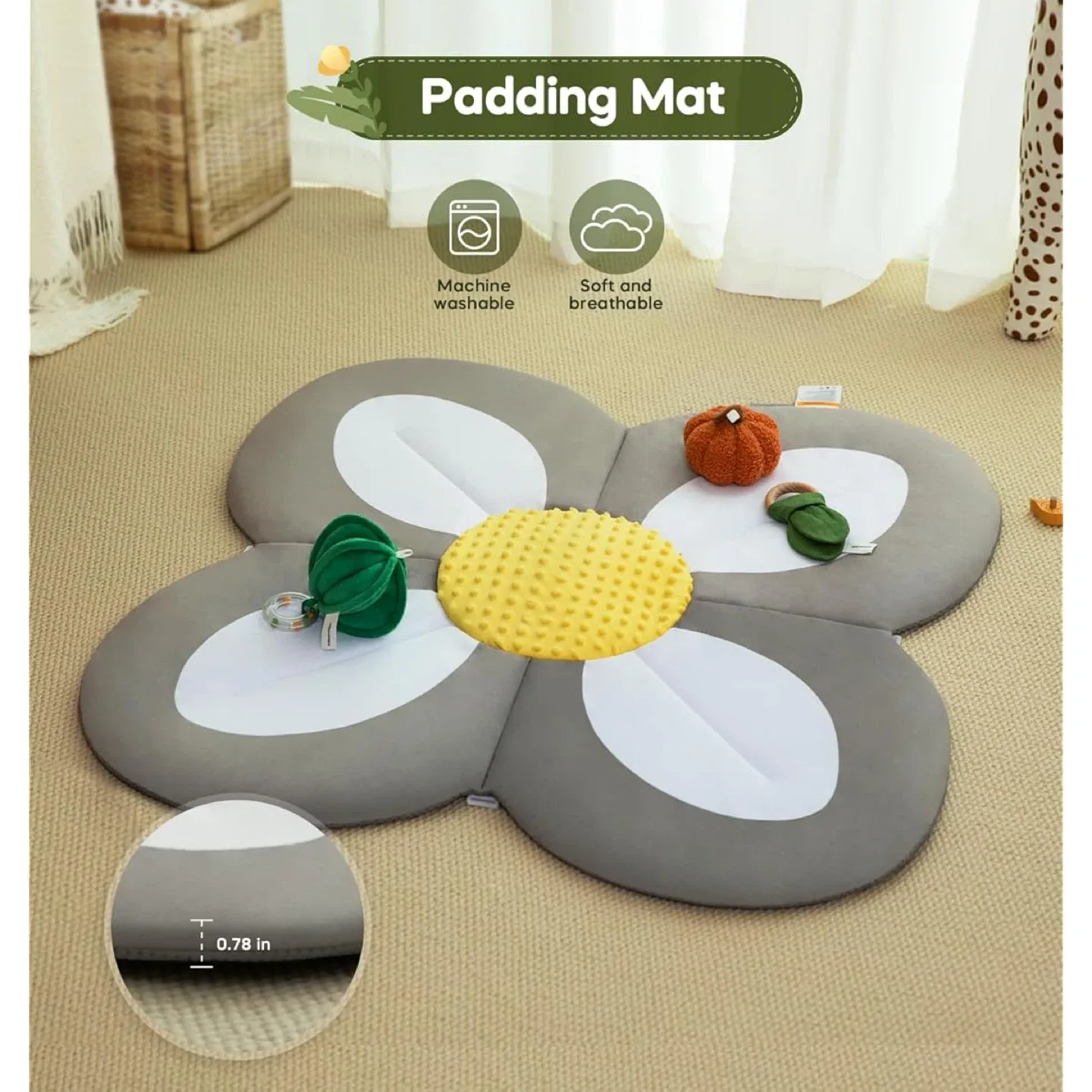 Baby Play Activity Gym Tummy Time Mat w 6 Toys image indicator(5)