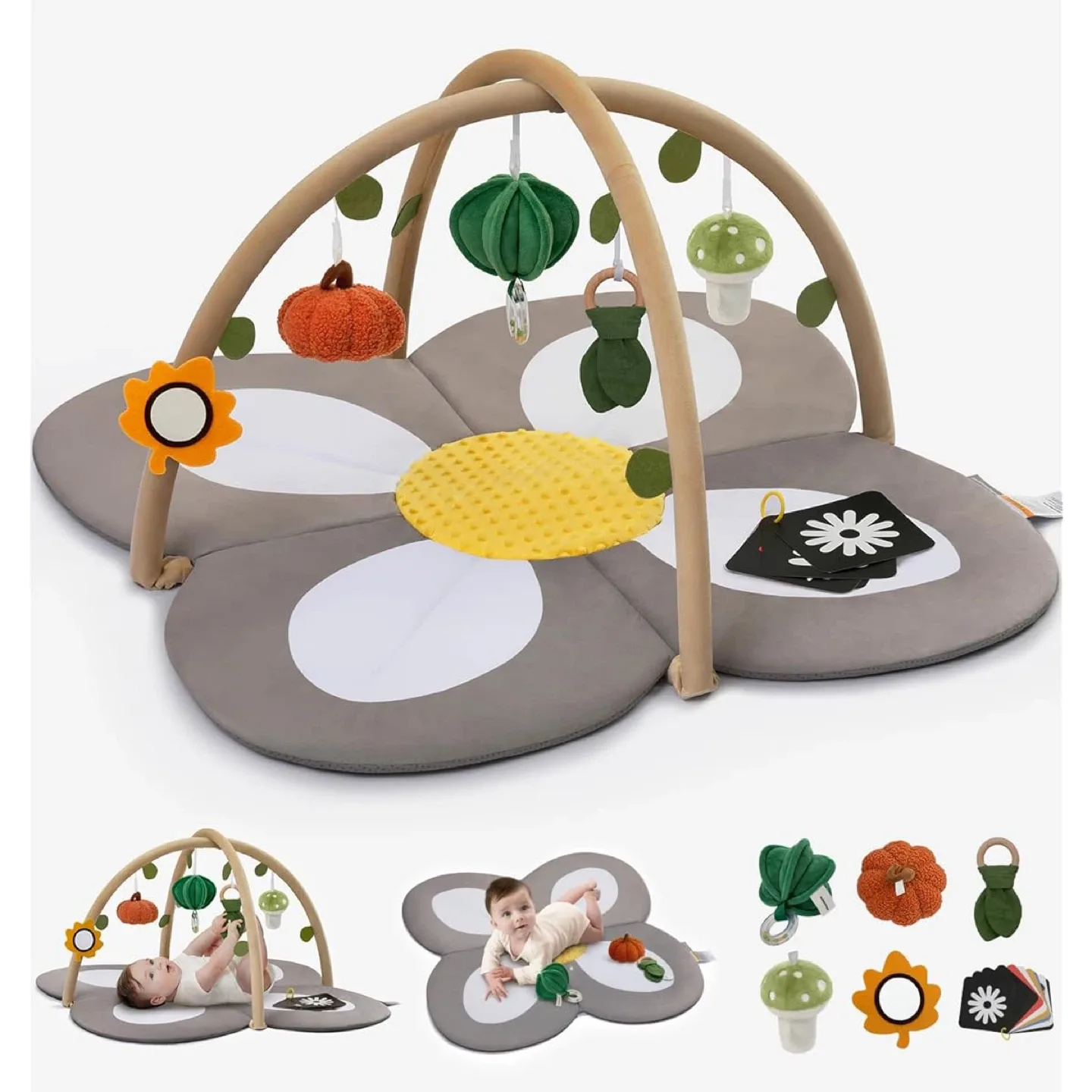 Baby Play Activity Gym Tummy Time Mat w 6 Toys thumbnail