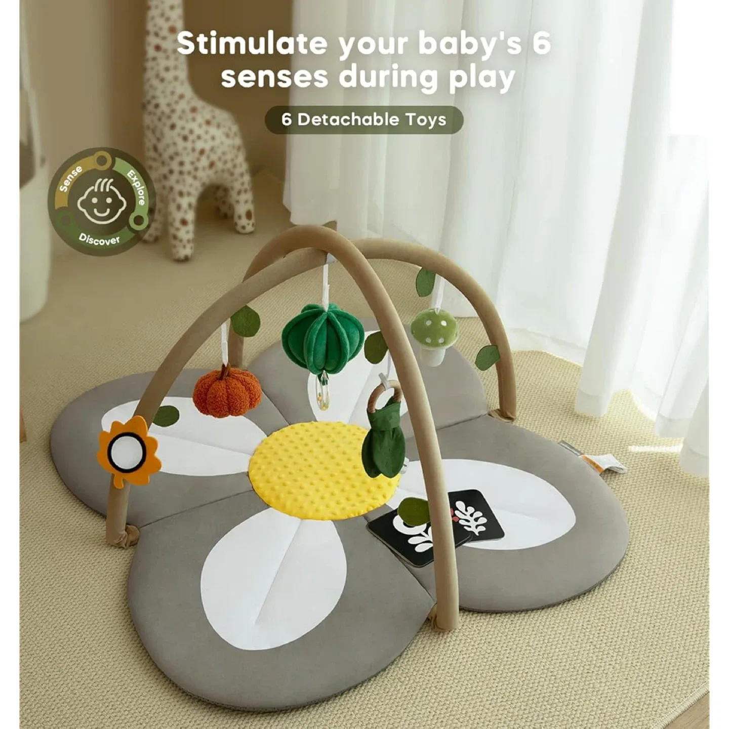 Baby Play Activity Gym Tummy Time Mat w 6 Toys image indicator(2)