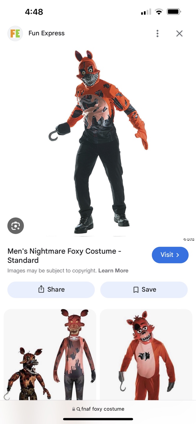 Men's Nightmare Foxy Costume - Standard
