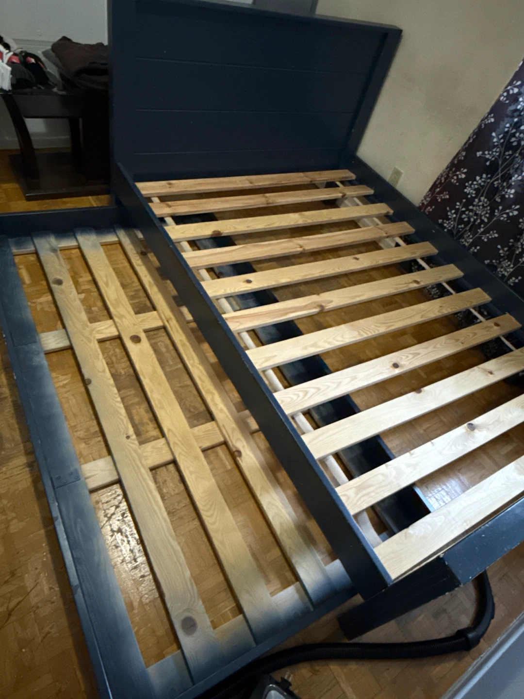 Double/full Bed Frame with Slats and underneath bed trundle - photo 3