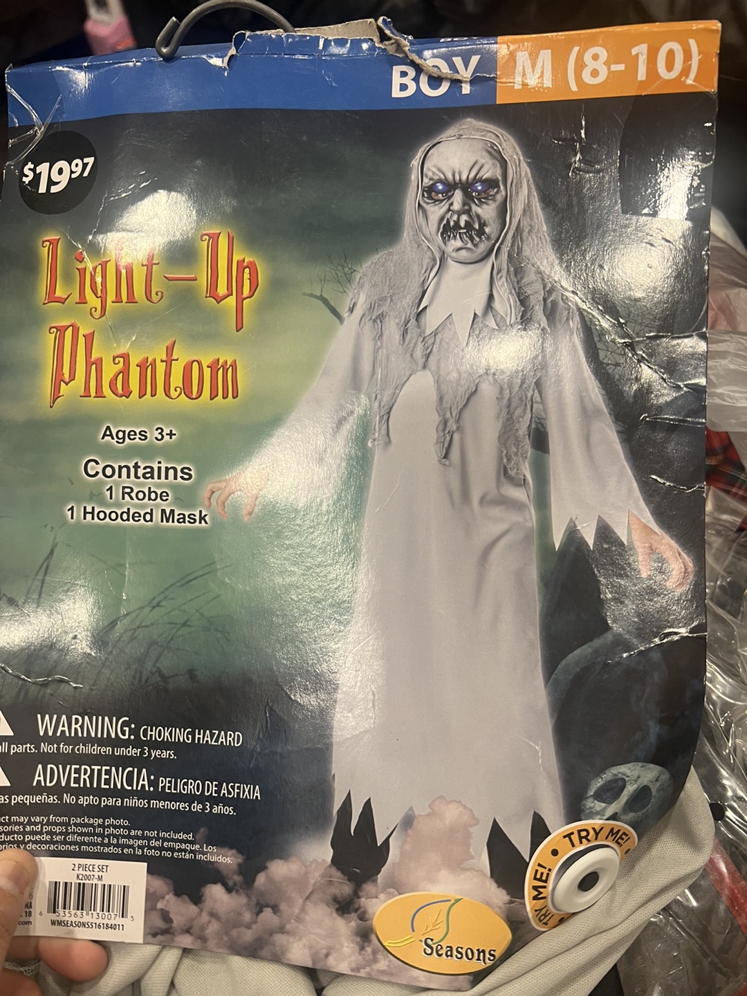 Light-Up Phantom Costume - Boy's Size M (8-10) no mask