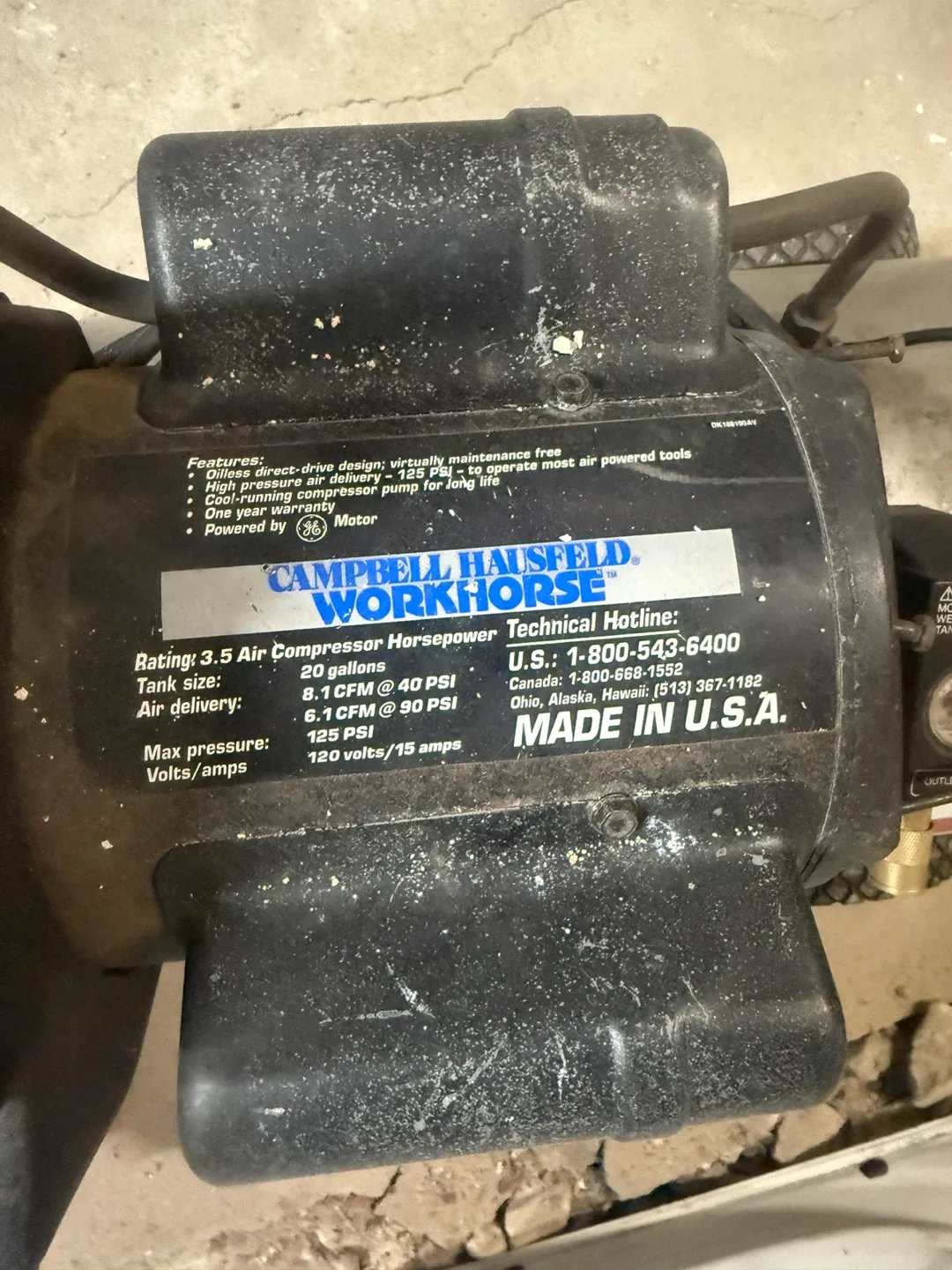 Campbell Hausfeld Workhorse 3.5 Air Compressor image indicator(5)