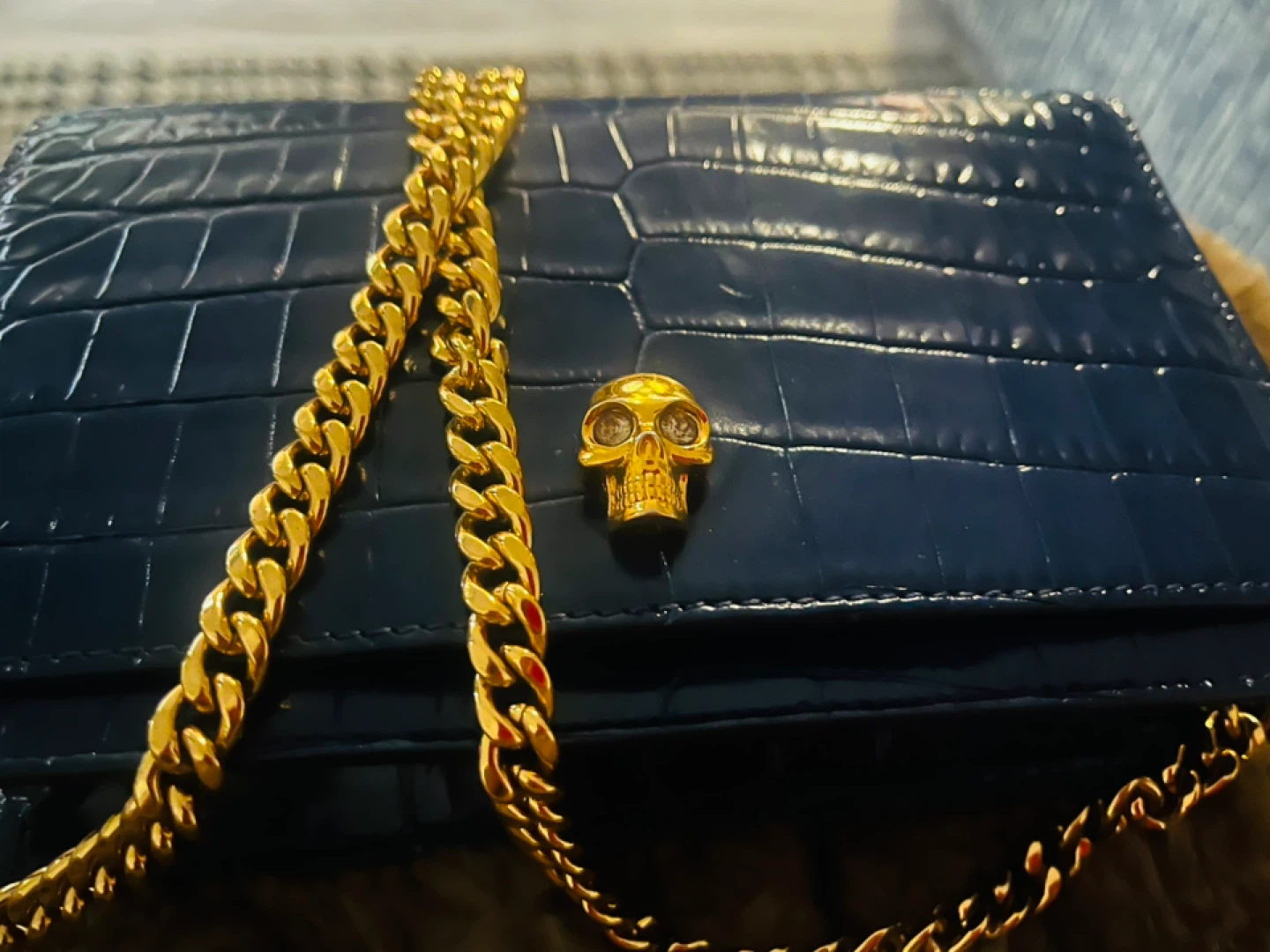Alexander McQueen Wallet on Chain - Blue