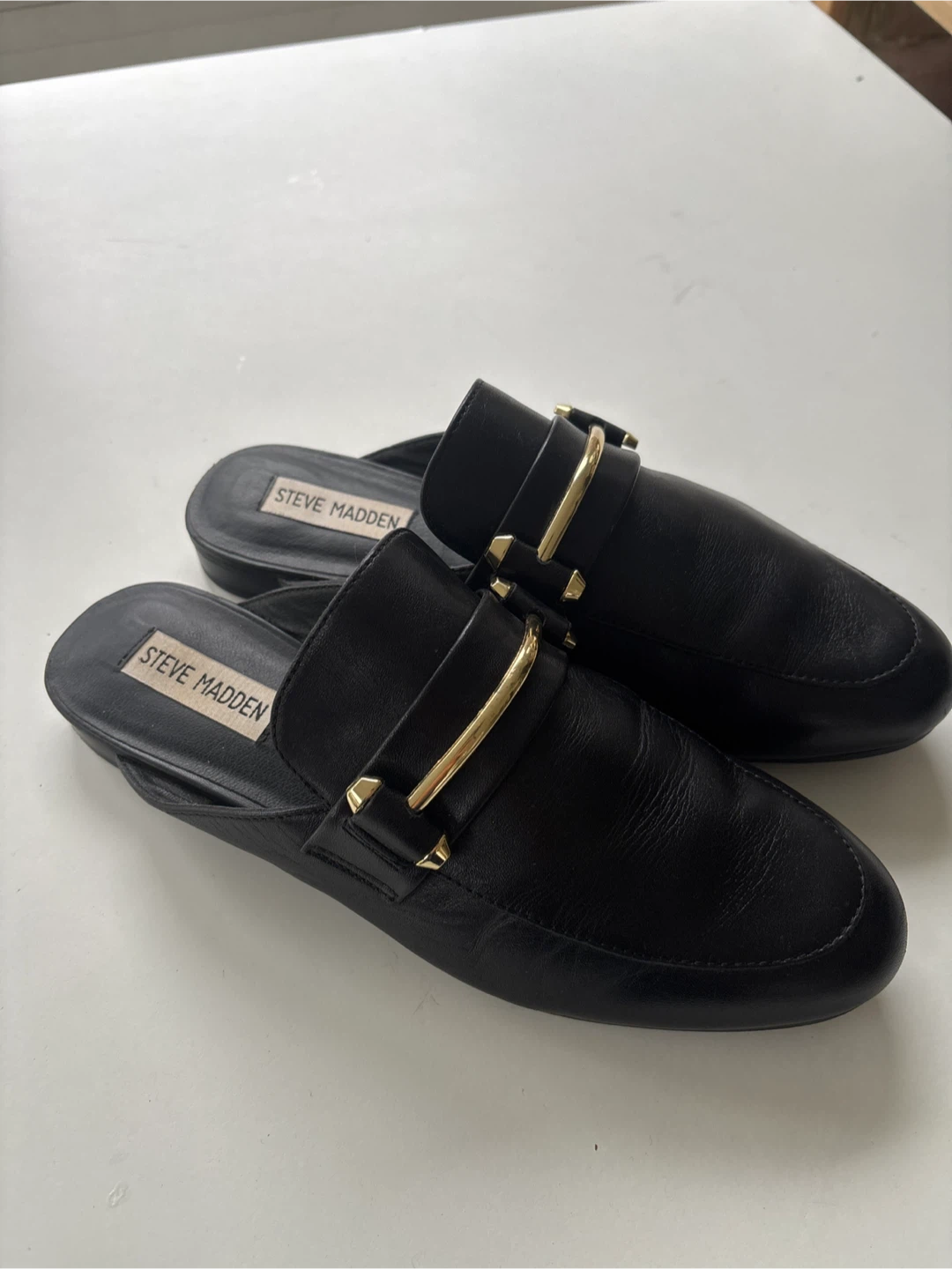 Steve Madden Kera Black Leather Mules - Size 8M