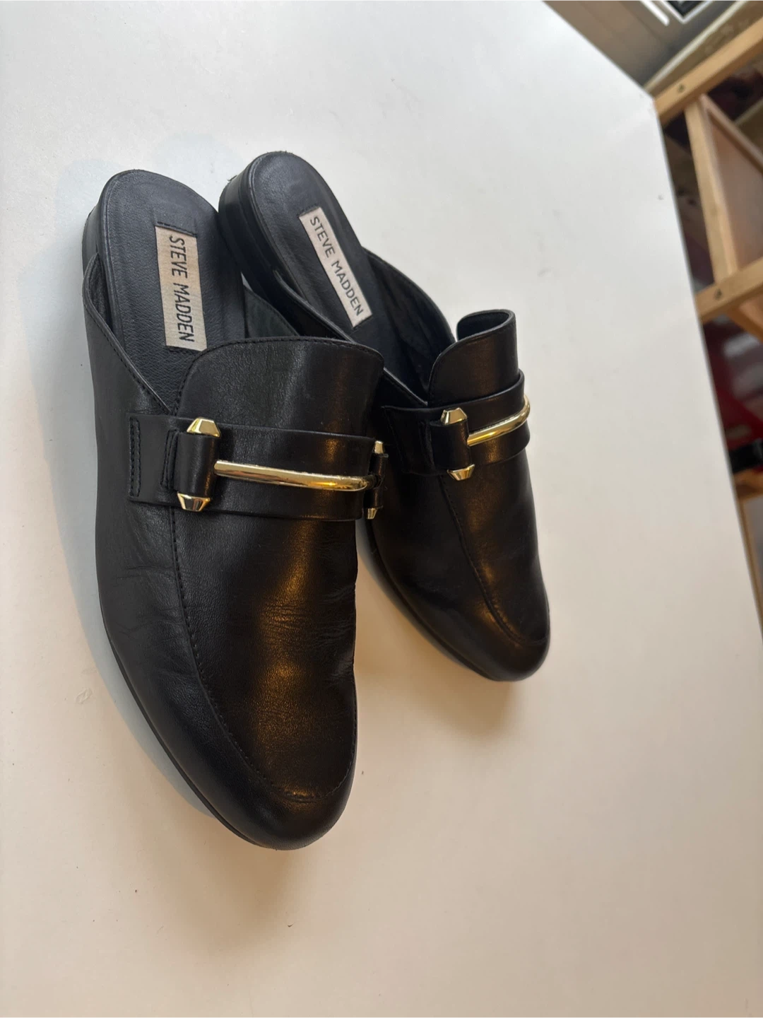 Steve Madden Kera Black Leather Mules - Size 8M - photo 3