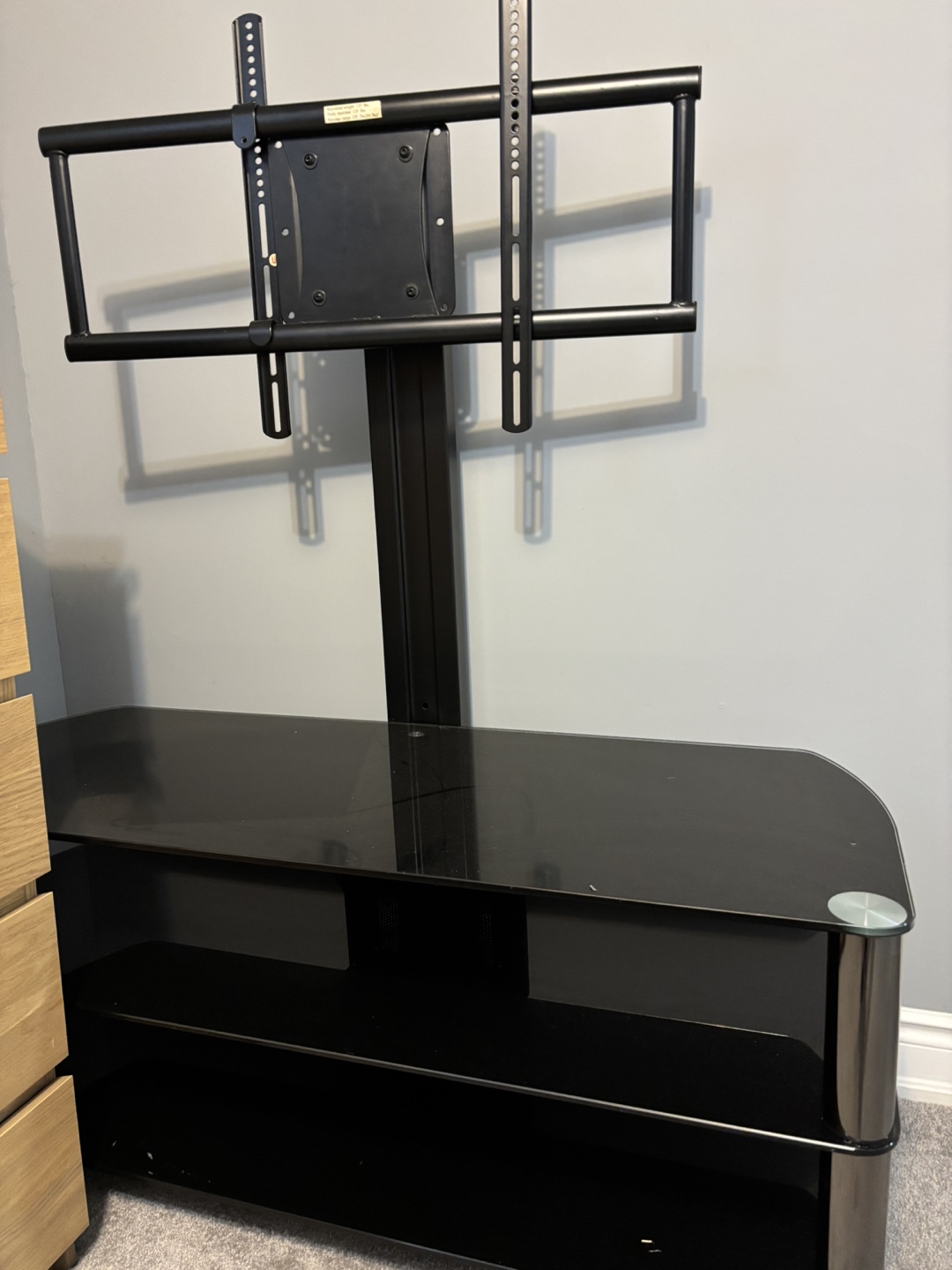 Black Glass TV Stand with Mount