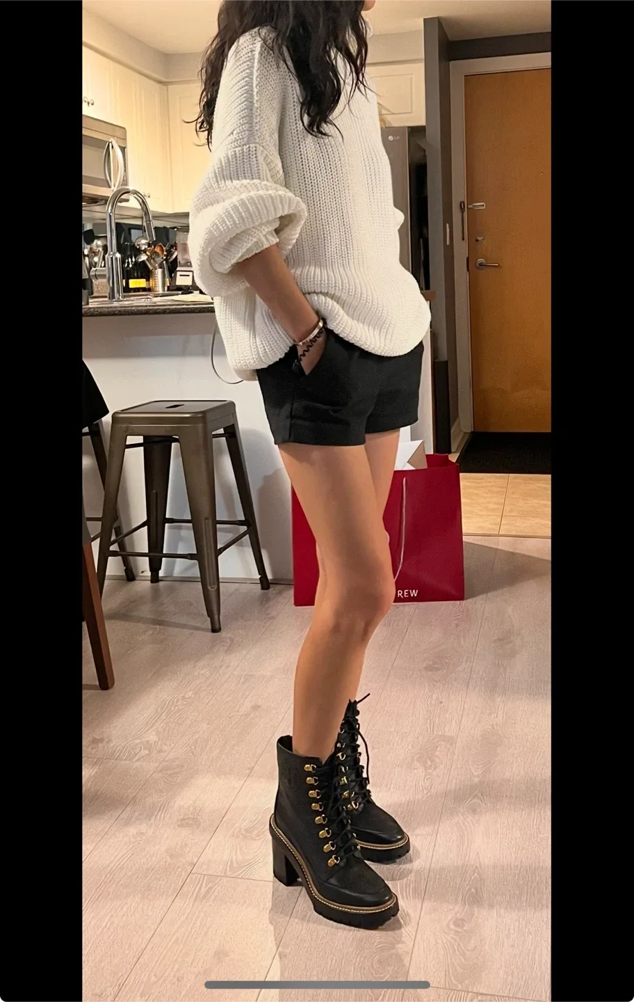 Tory Burch Black Leather Heeled Lug Boots image indicator(2)