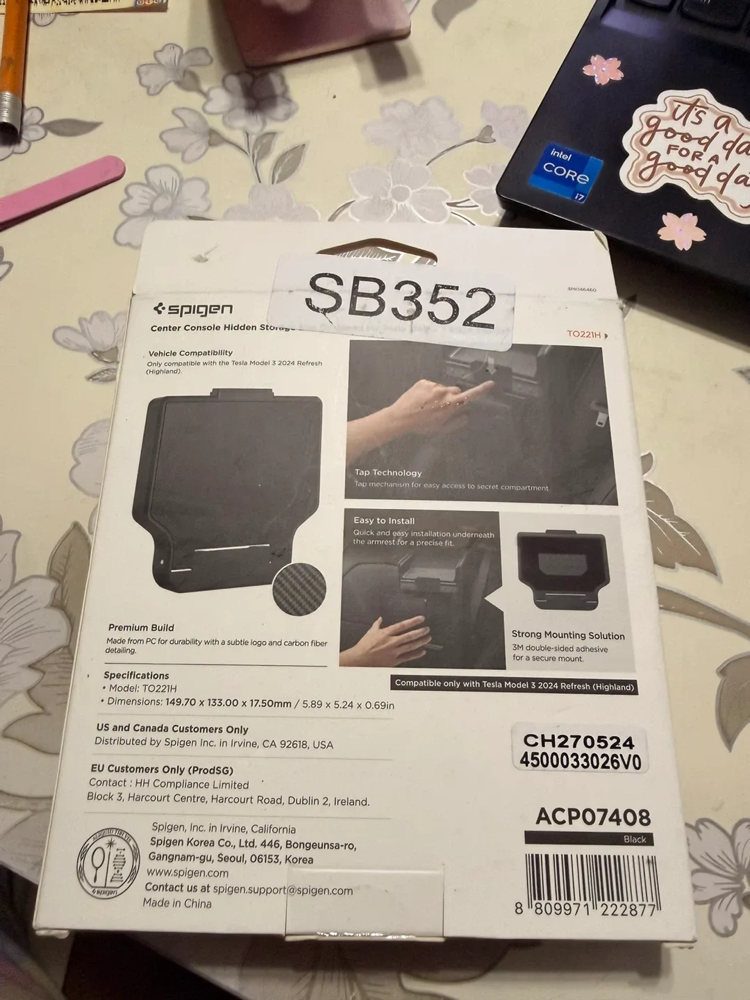 Spigen Center Console Hidden Storage Box for Tesla Model 3 image indicator(5)