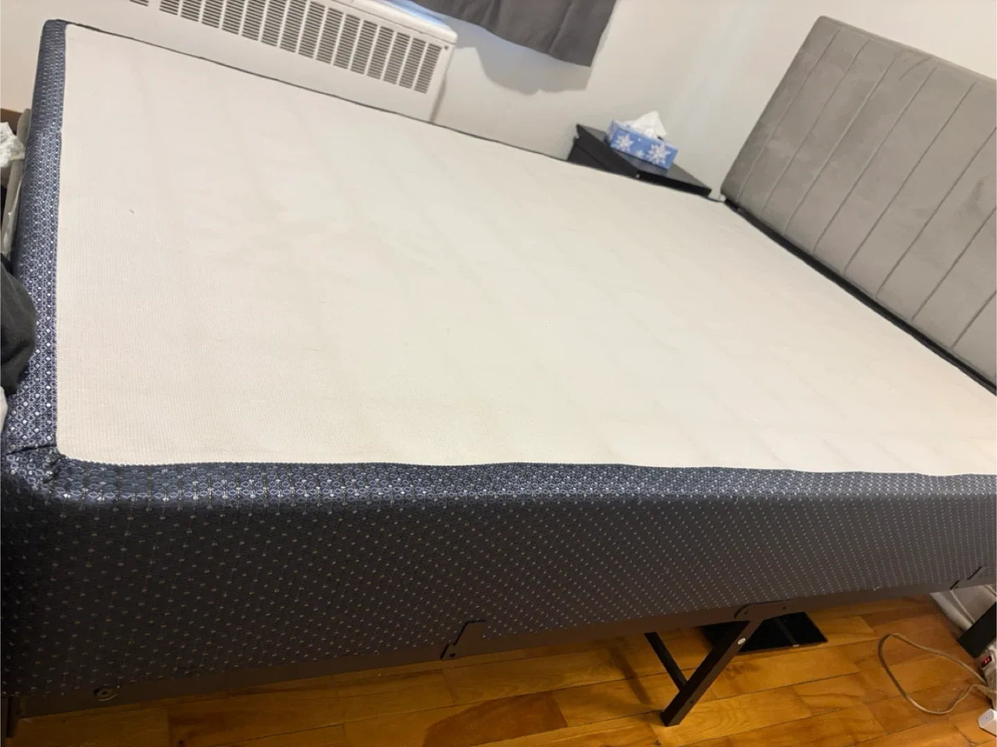 Gray double size Bed Frame with box spring and mattress image indicator(4)