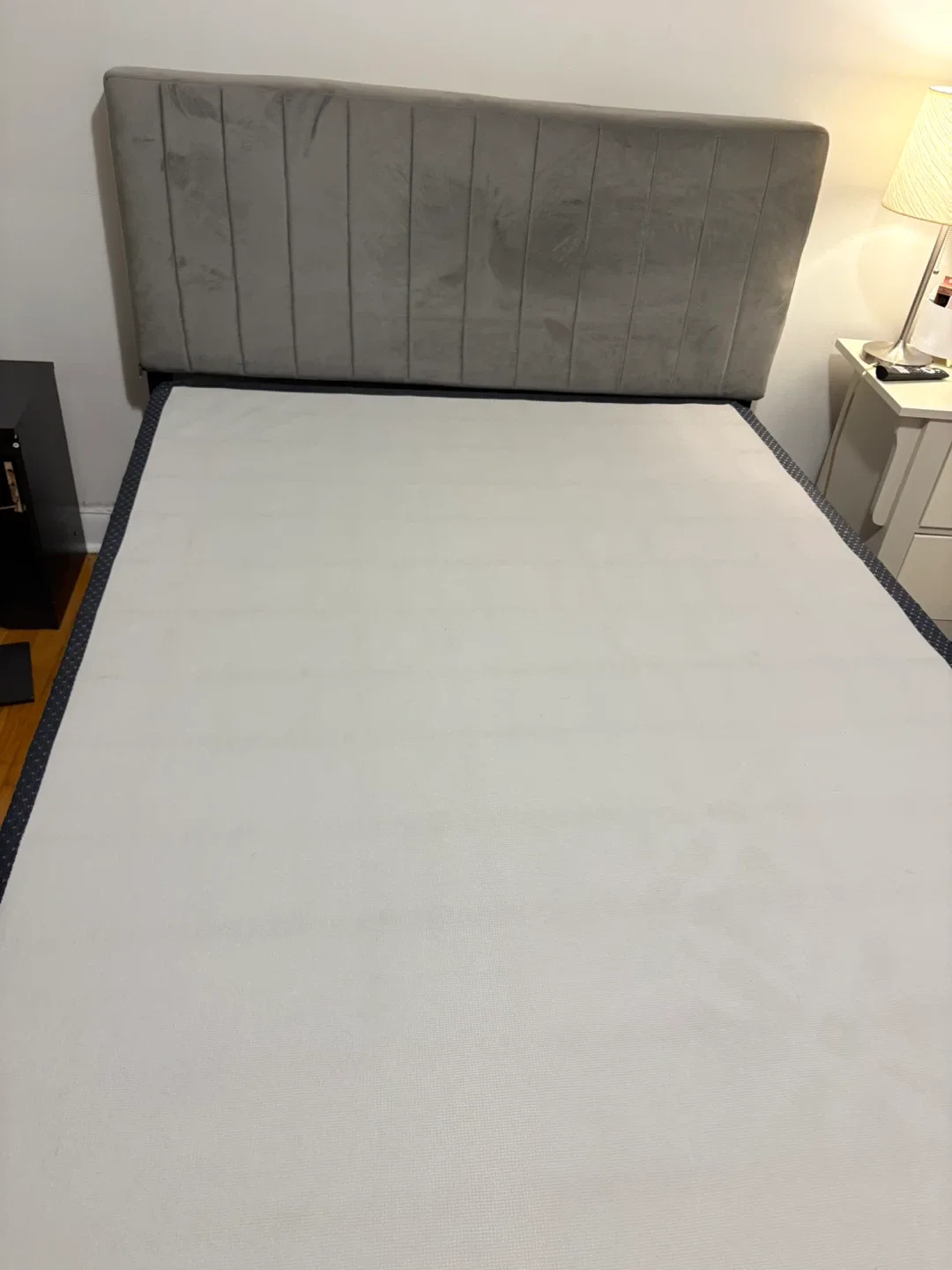 Gray double size Bed Frame with box spring and mattress image indicator(2)