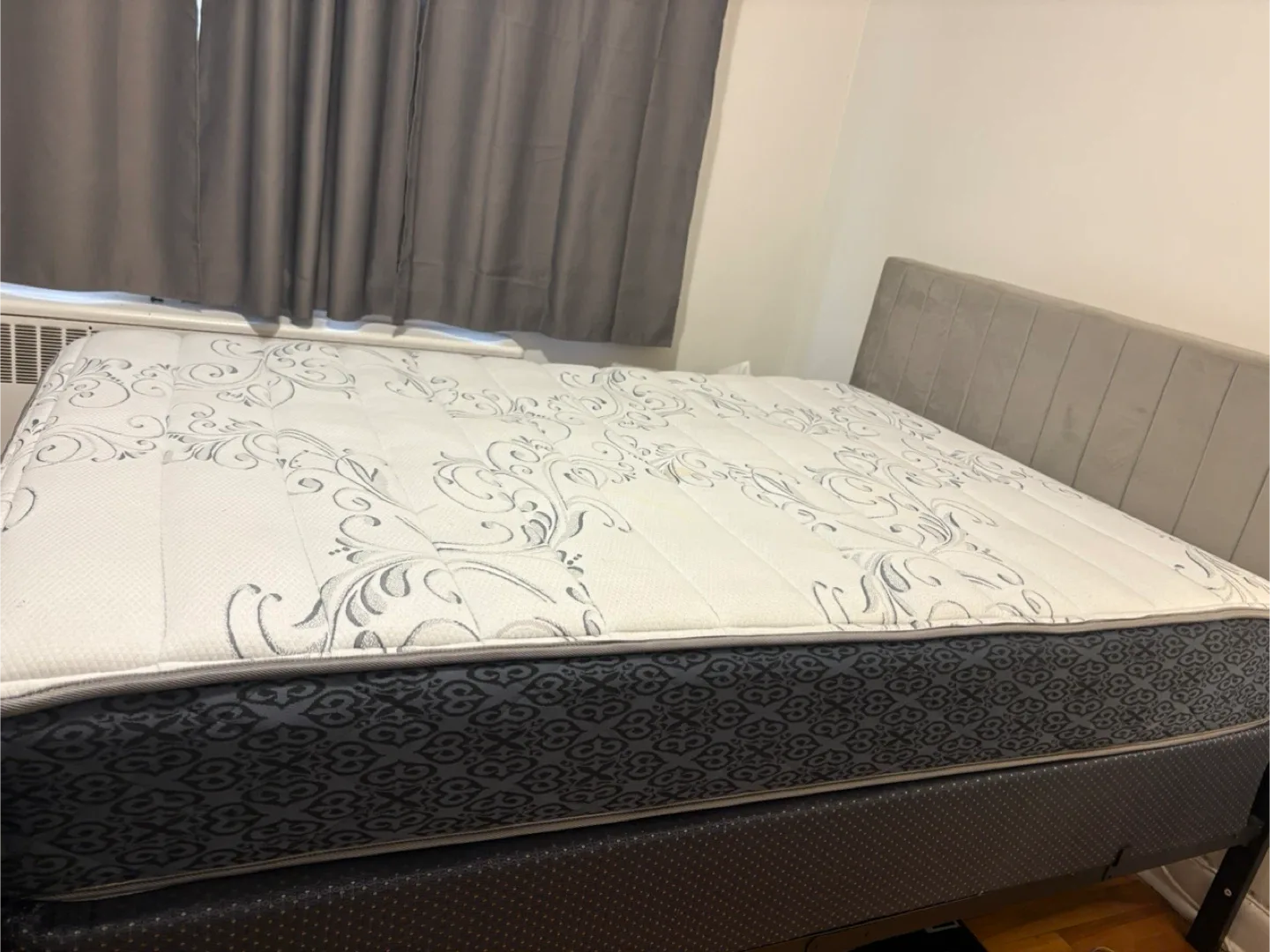 Gray double size Bed Frame with box spring and mattress image indicator(6)