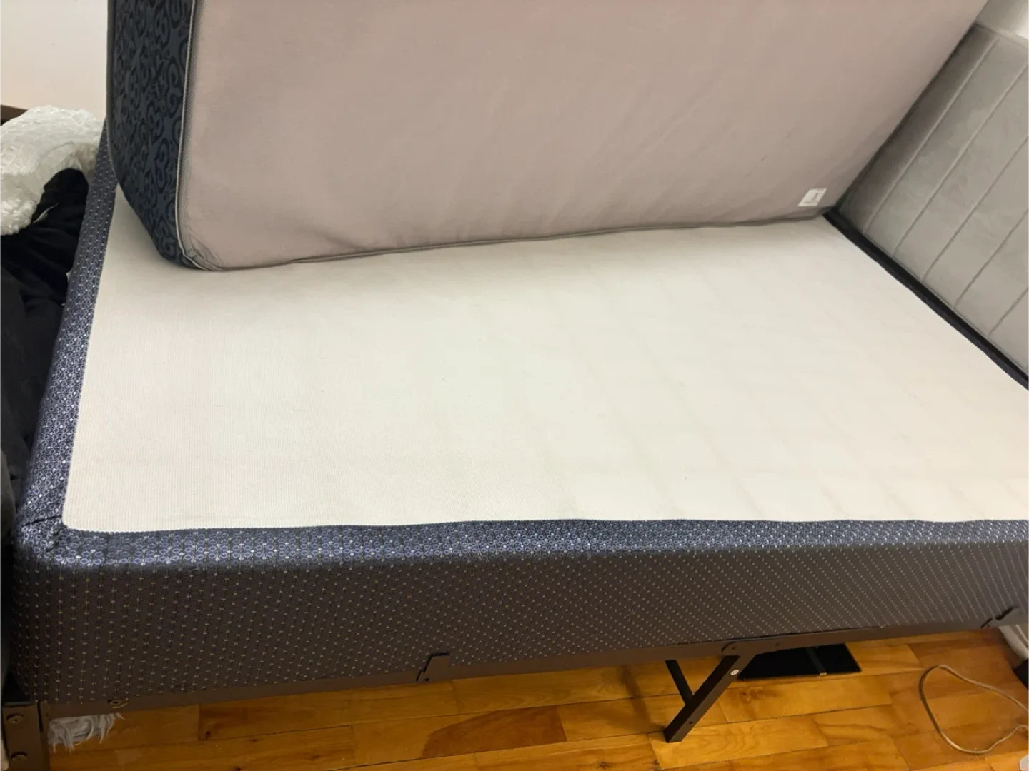 Gray double size Bed Frame with box spring and mattress image indicator(7)