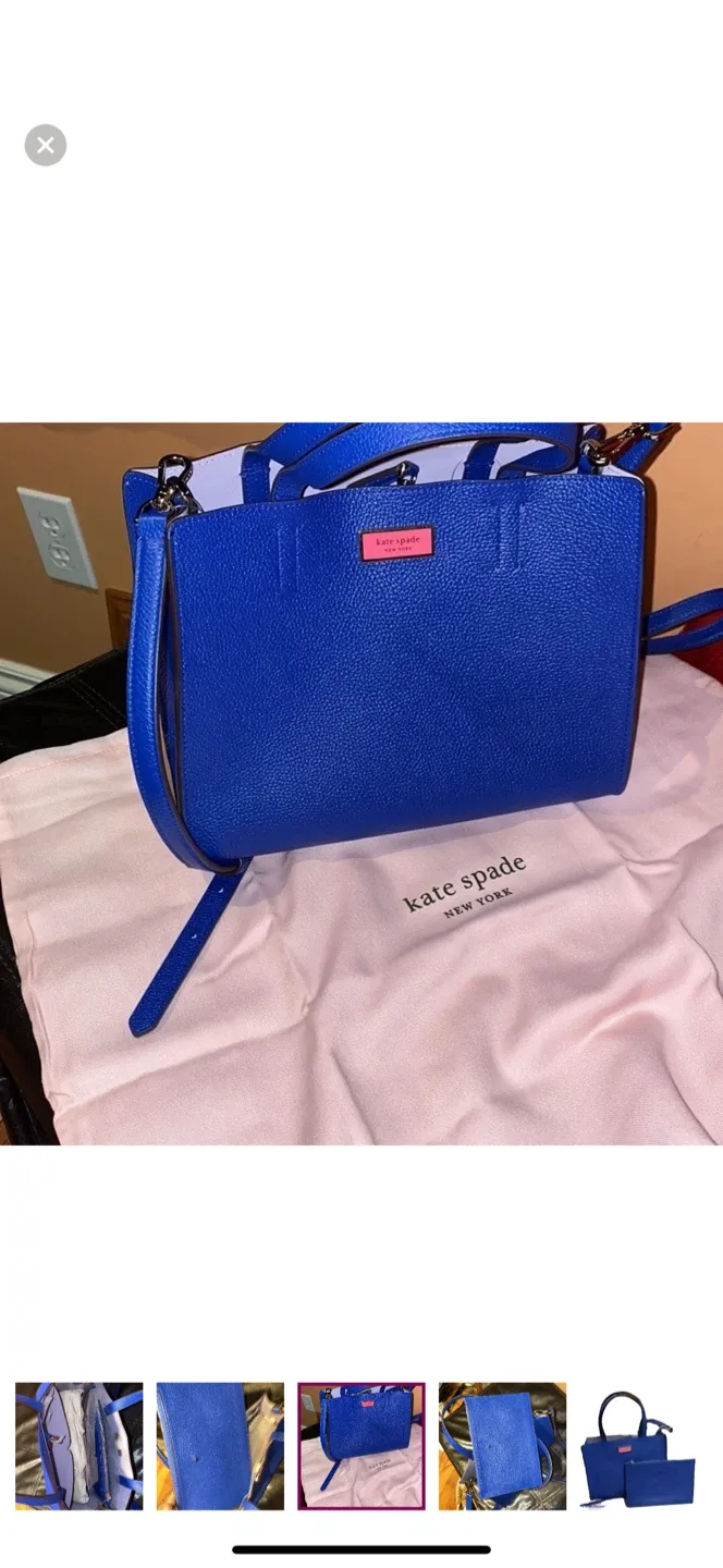 Kate Spade Blue Leather Satchel image indicator(2)