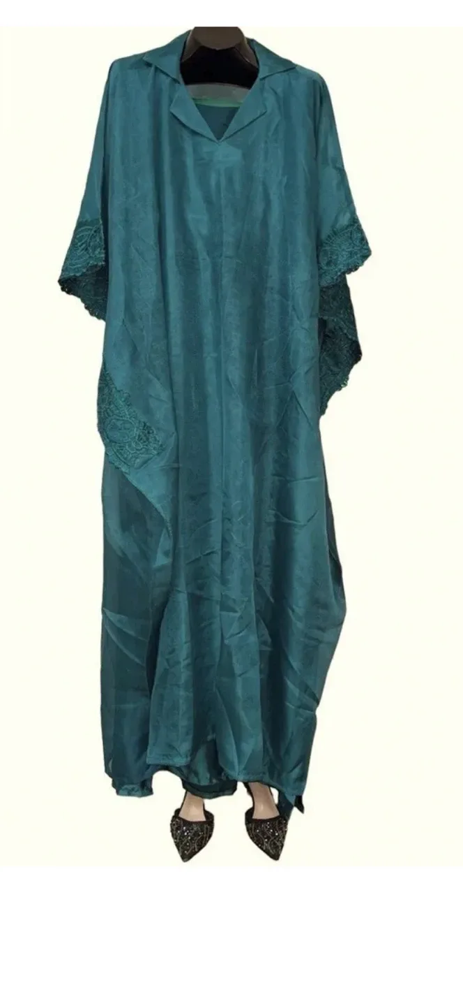 Teal Green kaftan with Lace Detail, Size 36 thumbnail