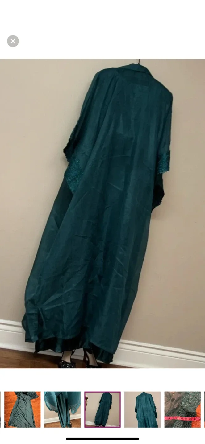 Teal Green kaftan with Lace Detail, Size 36 image indicator(3)