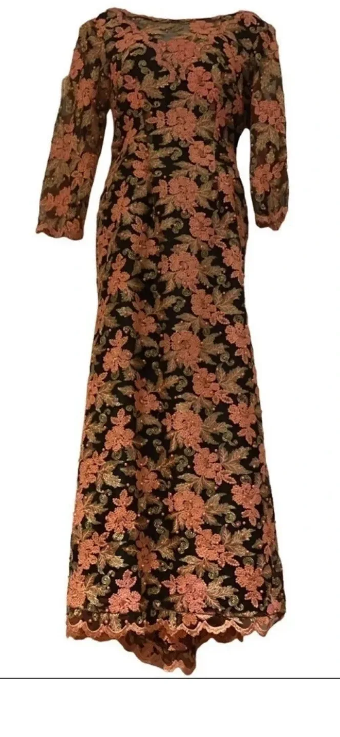 Floral Embroidered Maxi vintage voil Lace Dress thumbnail