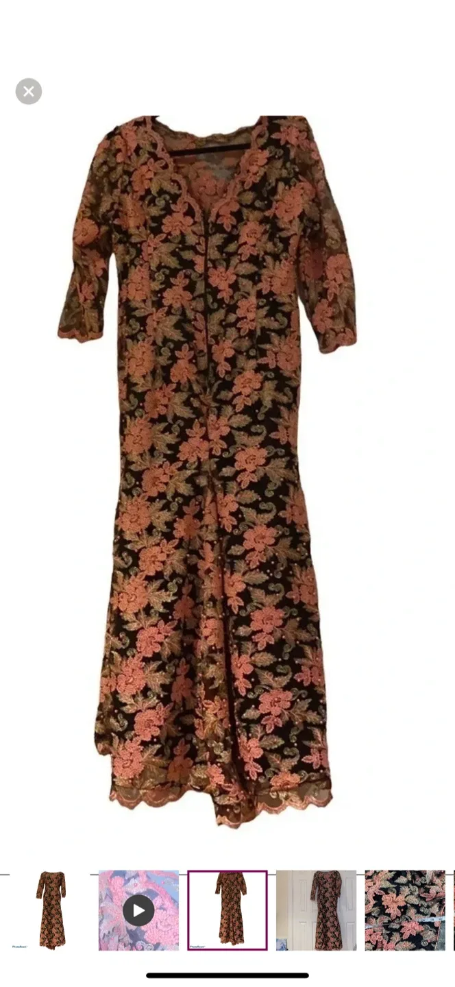 Floral Embroidered Maxi vintage voil Lace Dress image indicator(9)