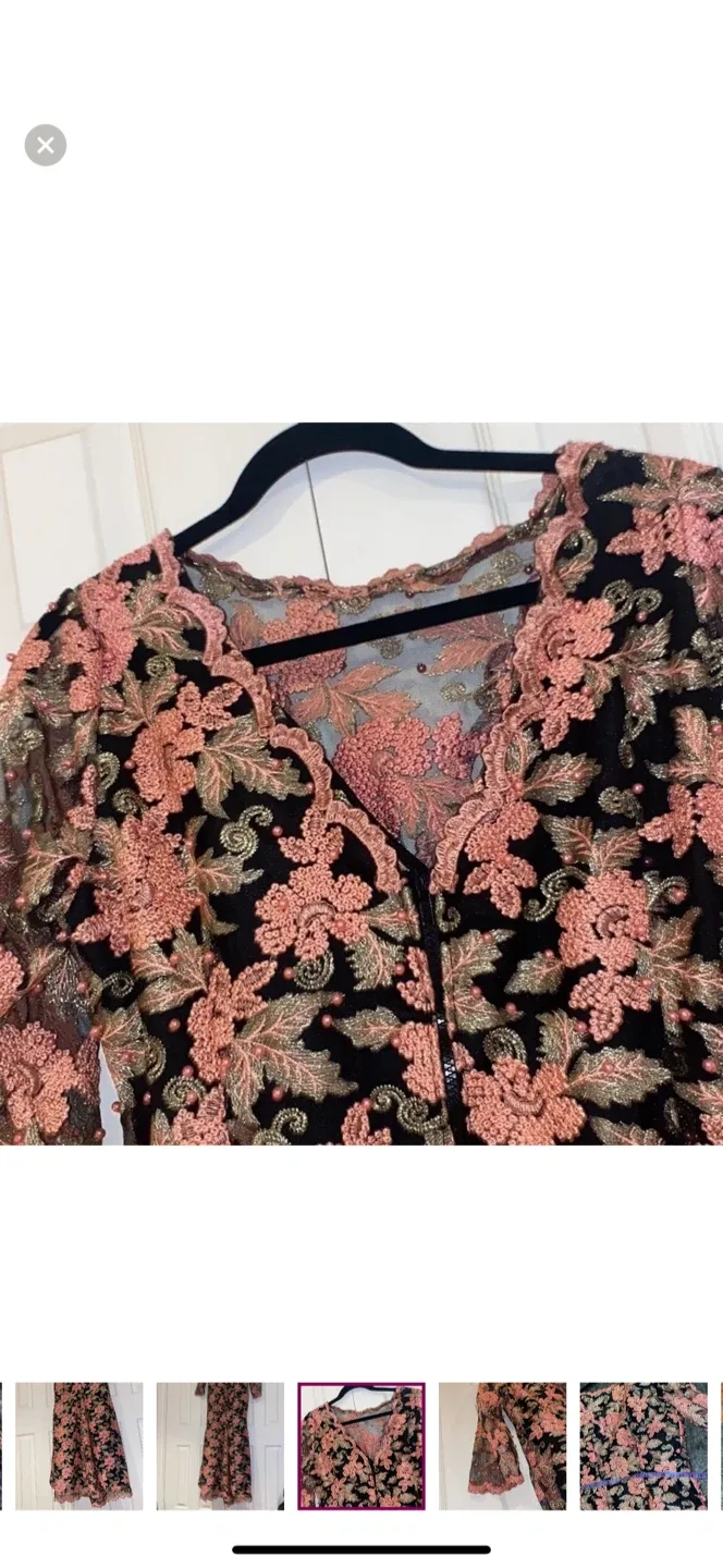 Floral Embroidered Maxi vintage voil Lace Dress image indicator(8)