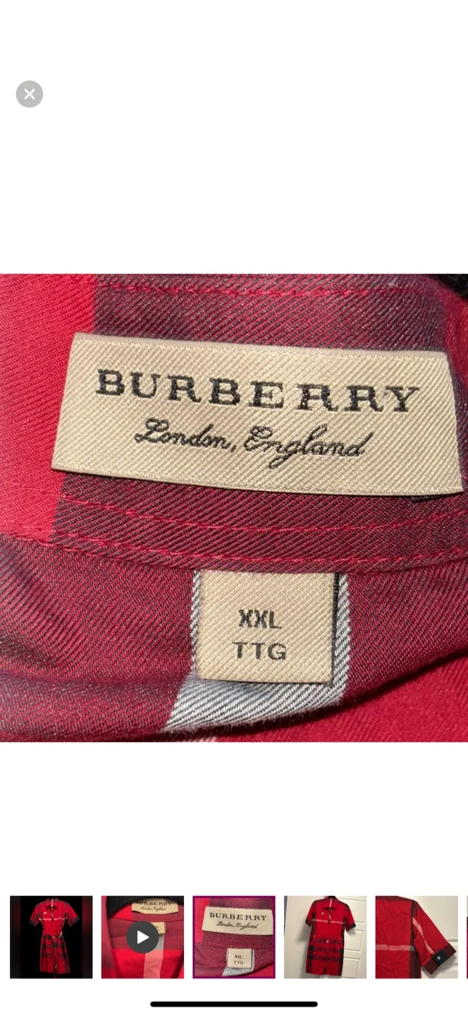 Burberry London England Red Plaid Dress XXL image indicator(2)