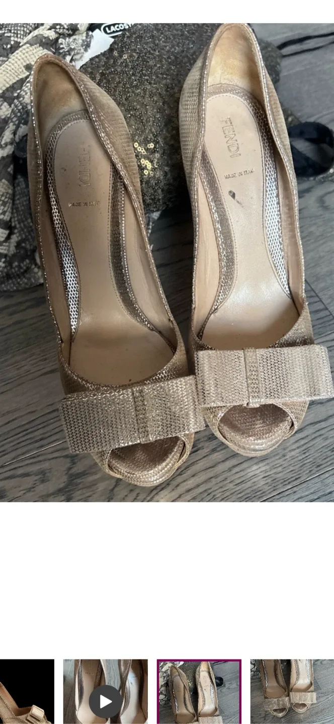 Fendi Gold Heels Size 39.5 image indicator(2)