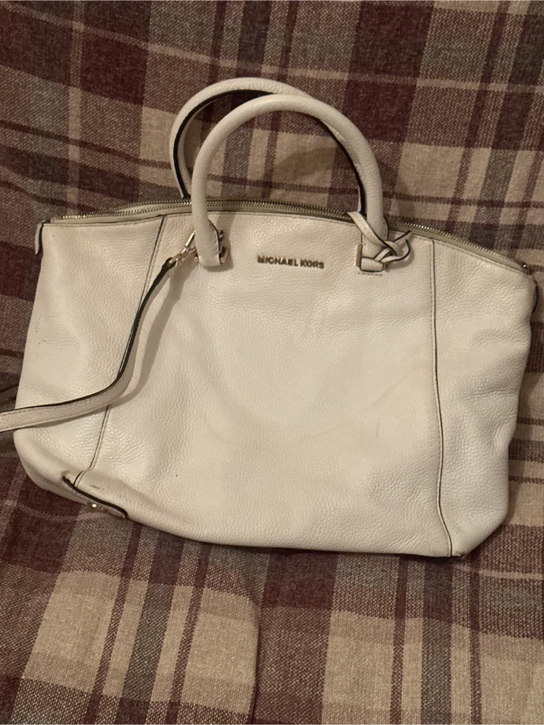 Michael Kors White Leather Tote Bag thumbnail