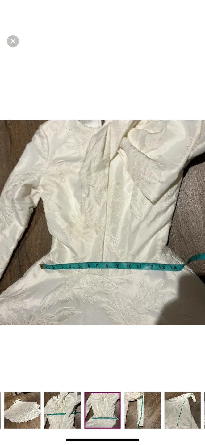 White modest long sleeve wedding Dress image indicator(4)