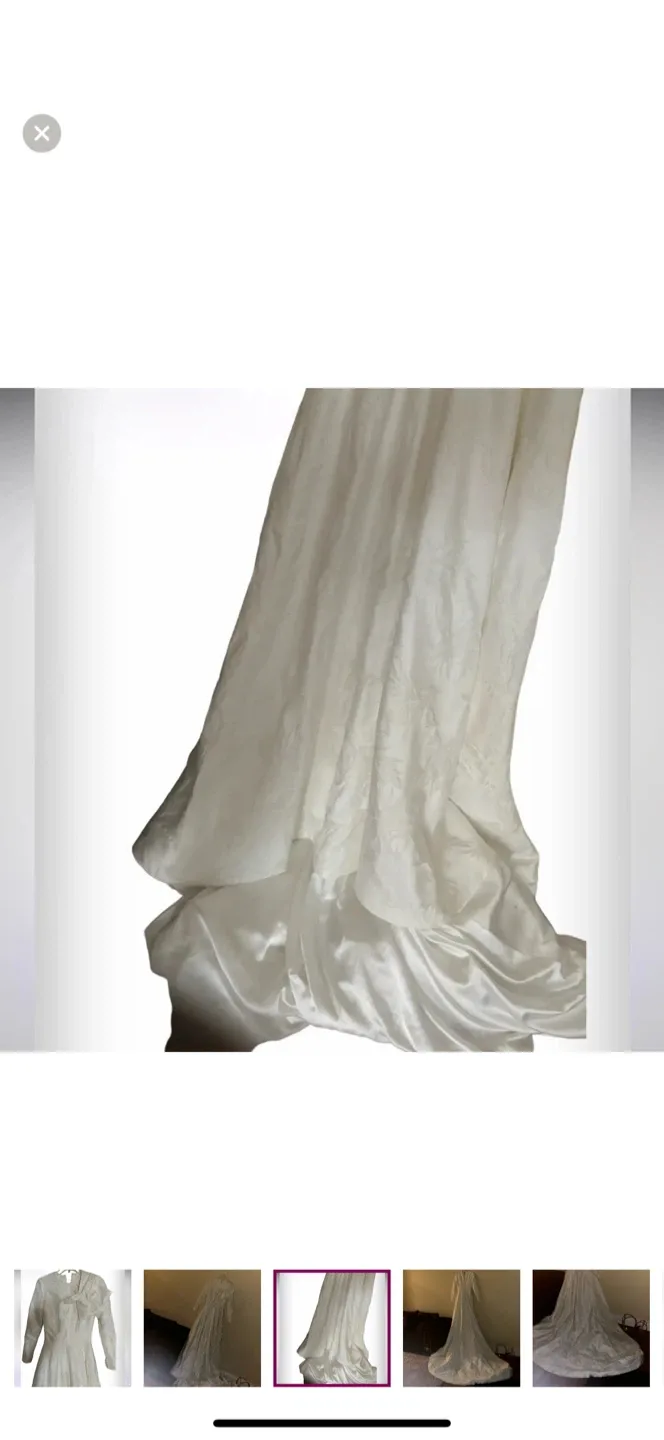 White modest long sleeve wedding Dress image indicator(10)