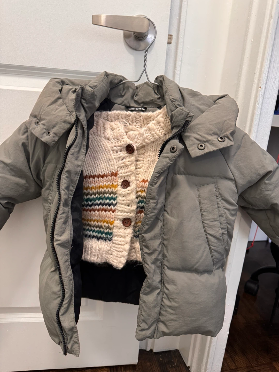 Zara Puffer Jacket and Burberry Hill Cardigan- Size 12-24 Months