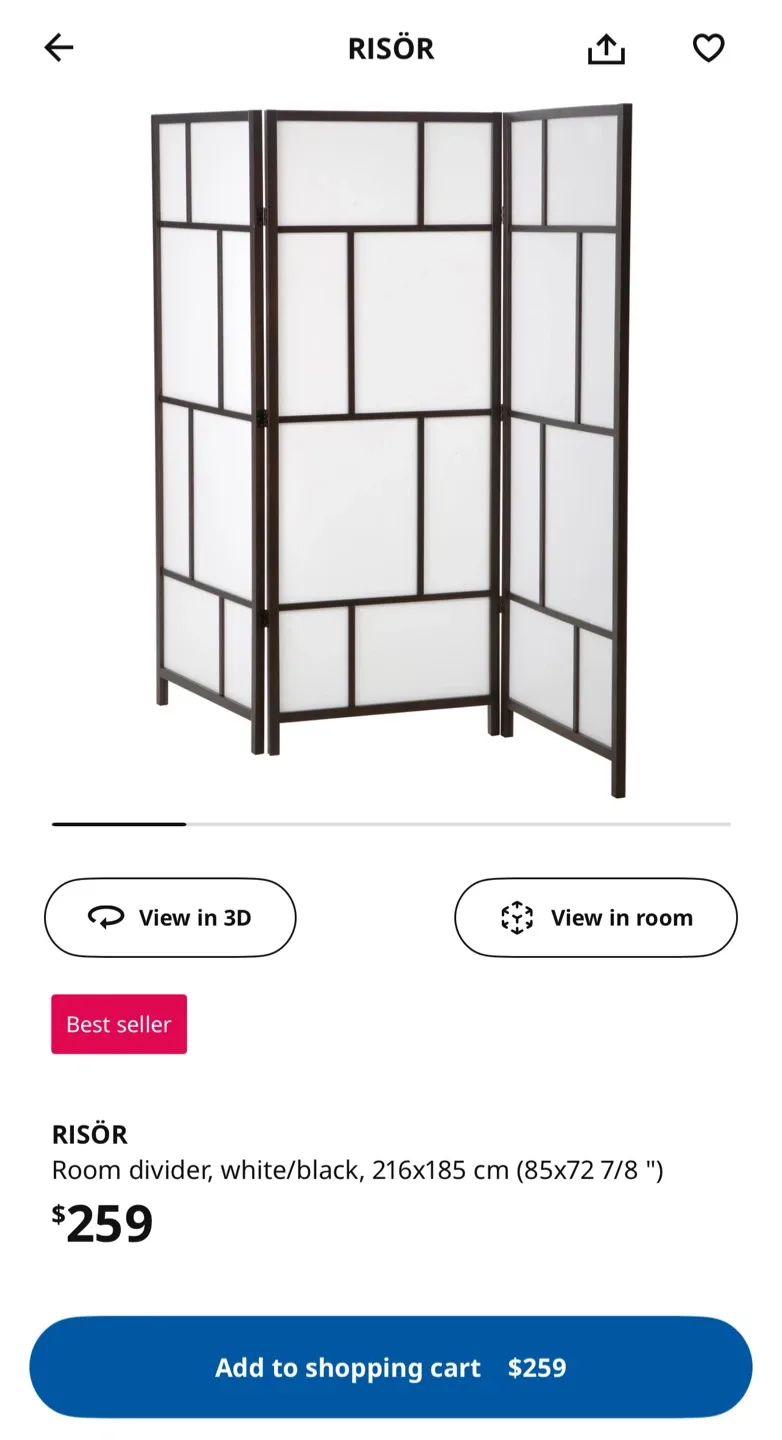 IKEA RISÖR Room Divider - White/Black image indicator(2)