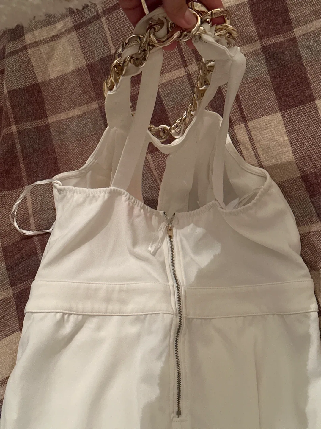White Jumpsuit with Gold Chain Detail image indicator(5)