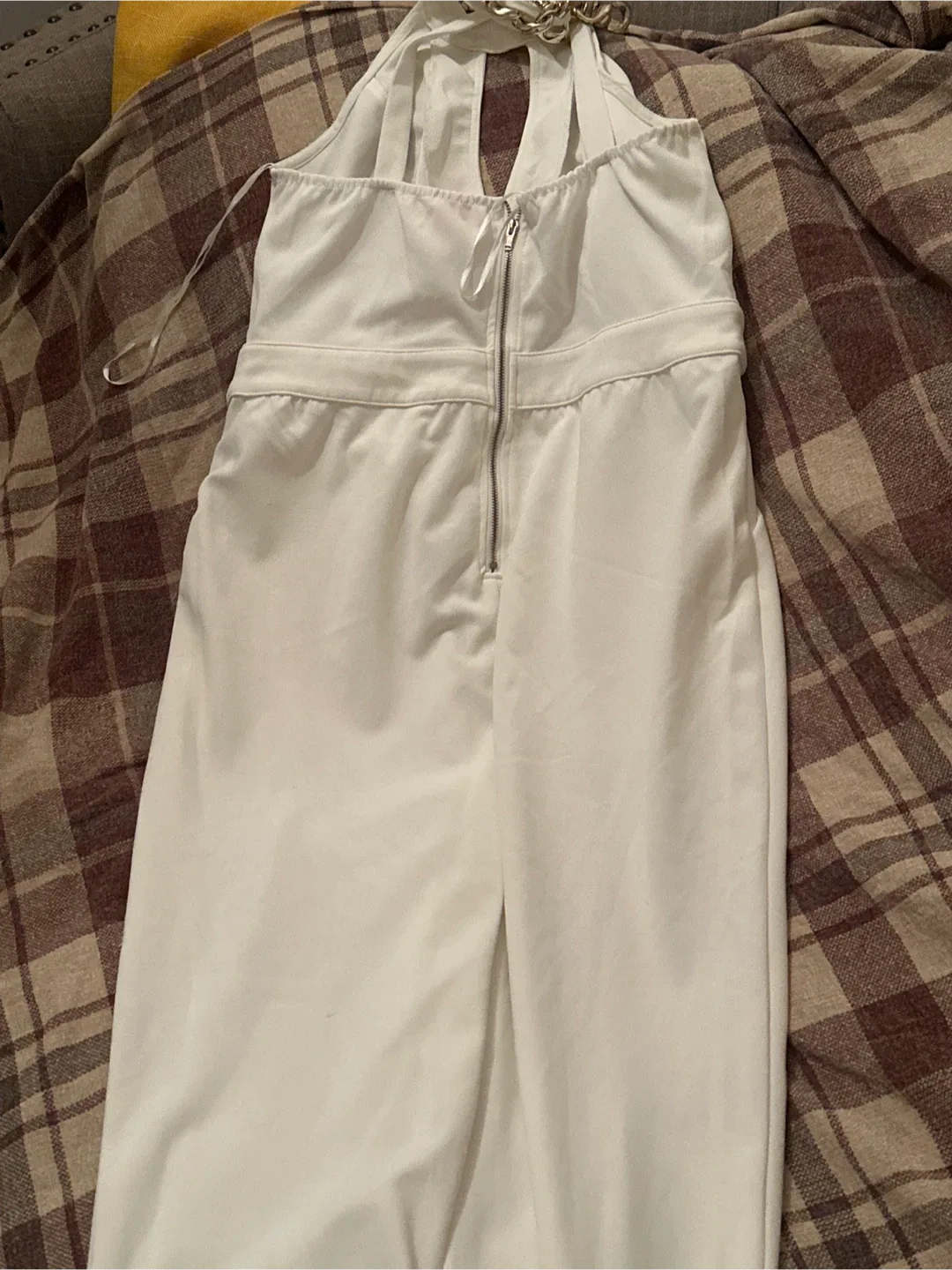 White Jumpsuit with Gold Chain Detail image indicator(7)