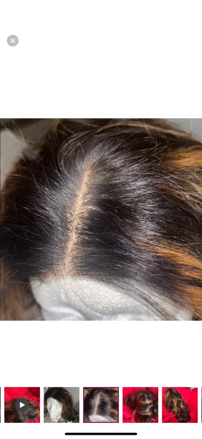 Human hair highlights Brown Wig, 14 Inches image indicator(2)