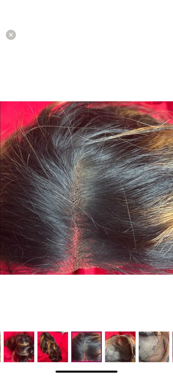 Human hair highlights Brown Wig, 14 Inches image indicator(4)