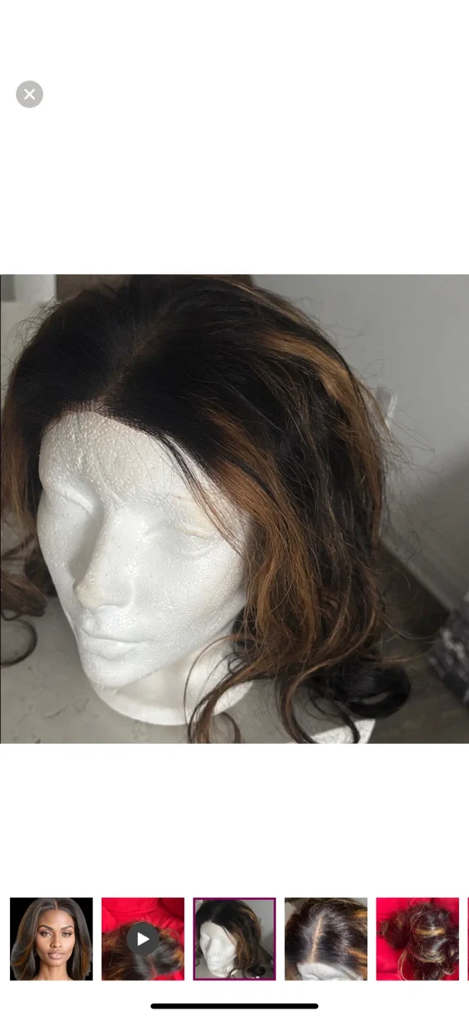 Human hair highlights Brown Wig, 14 Inches image indicator(3)